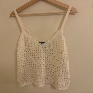 Women's Cream Crochet Knit Tank Top